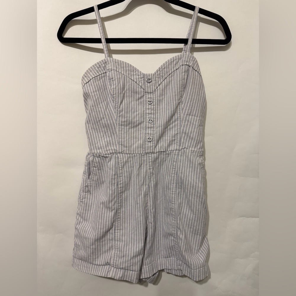 Abercrombie and fitch striped blue and white romper size small.